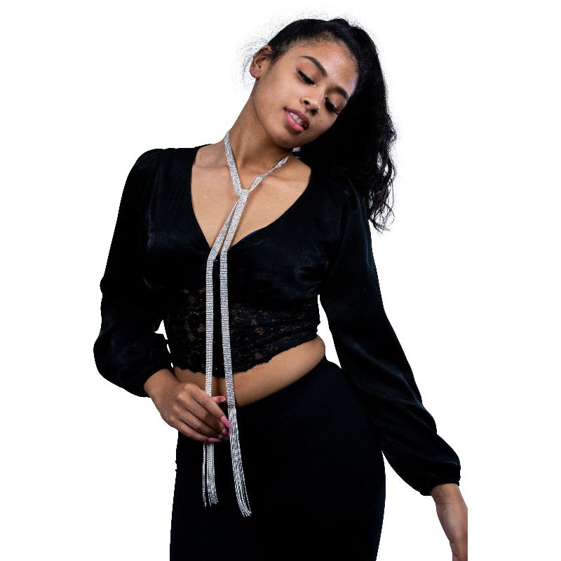 Charlee Long Rhinestone Tassel Necklace/Belt (4 Colors) Necklace Fearless Accessories