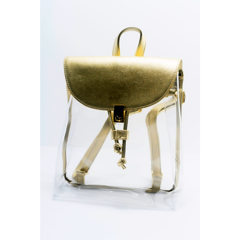 India gold metallic clear drawstring backpack Handbags Fearless Accessories