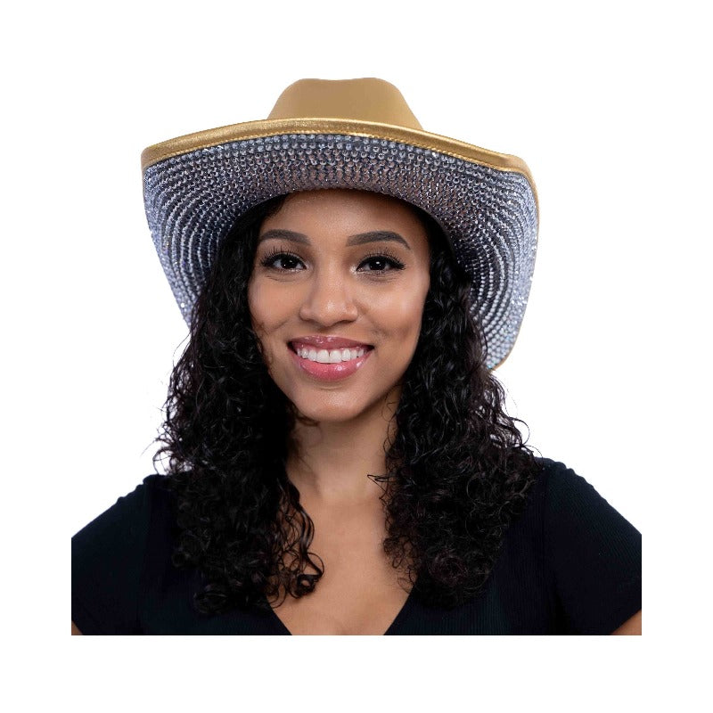 Not my first rodeo rhinestone cowboy hat (2 colors) HATS Fearless Accessories Gold