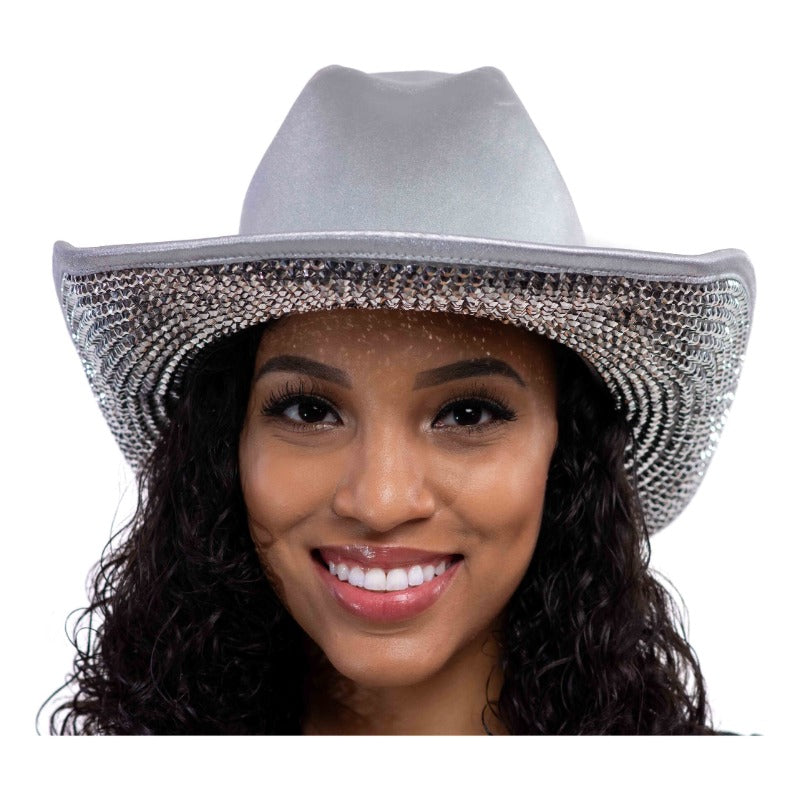 Not my first rodeo rhinestone cowboy hat (2 colors) HATS Fearless Accessories Silver