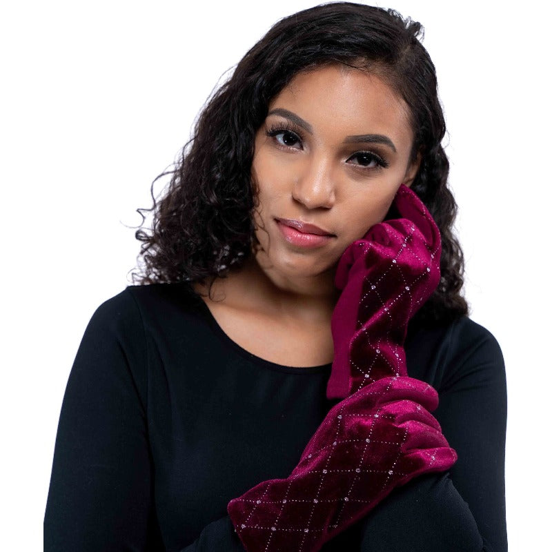 Radiant rhinestone touchscreen gloves (2 COLORS) Gloves Fearless Accessories Wine