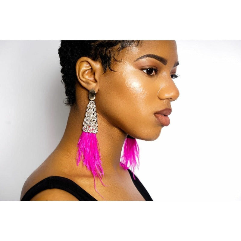 Adonna rhinestone feather earrings (3 Colors) Earrings Fearless Accessories