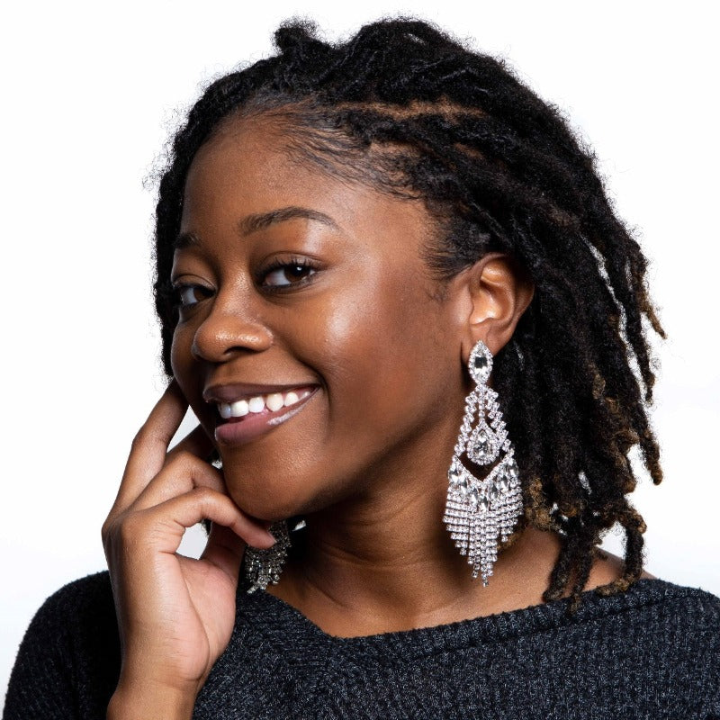 Allure rhinestone earrings silver Earrings Fearless Accessories 