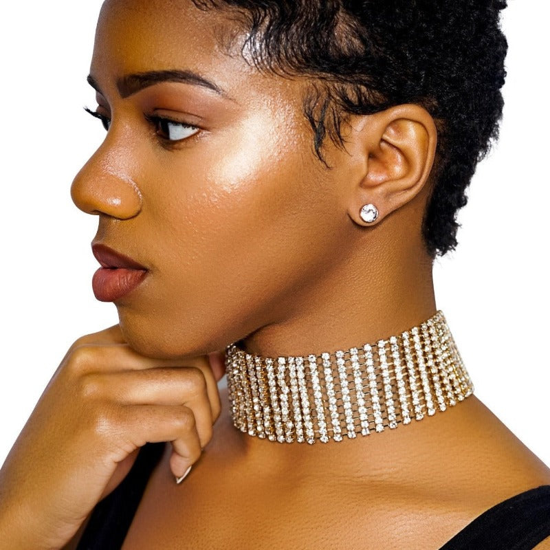 Alyssa rhinestone choker and earring set Necklace Fearless Accessories 