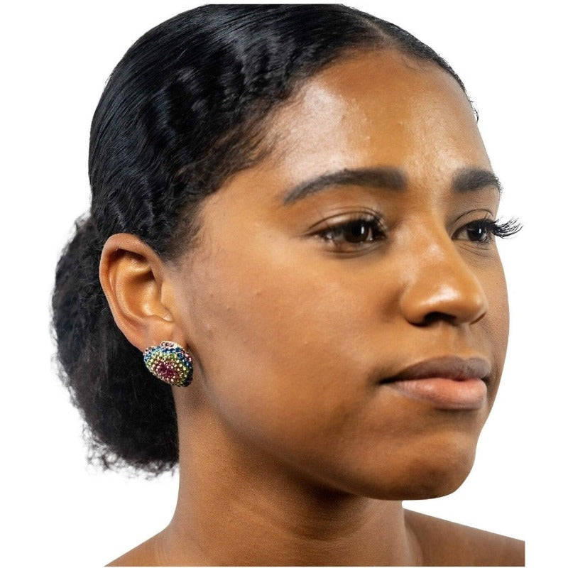 Amari Rainbow Rhinestone Heart Earrings Earrings Fearless Accessories