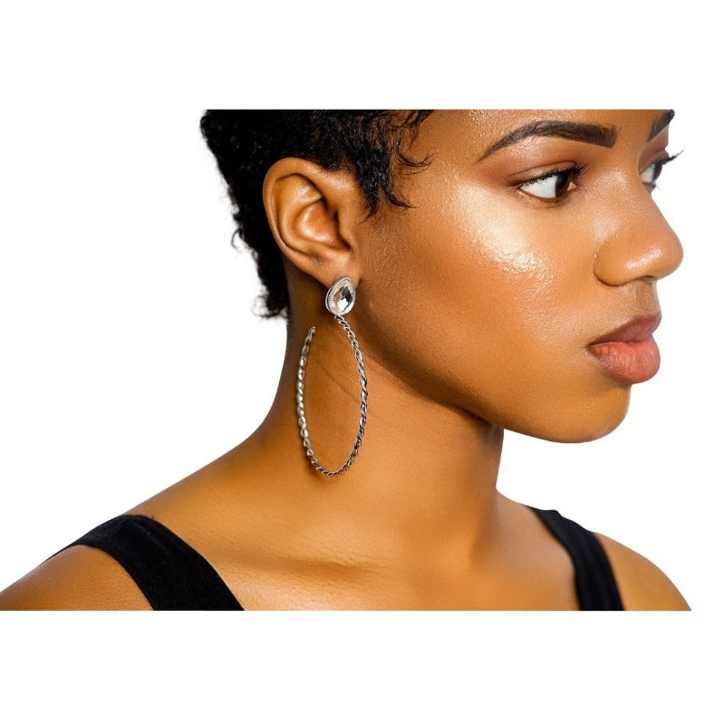 Amina twisted rhinestone hoop earrings Earrings Fearless Accessories 