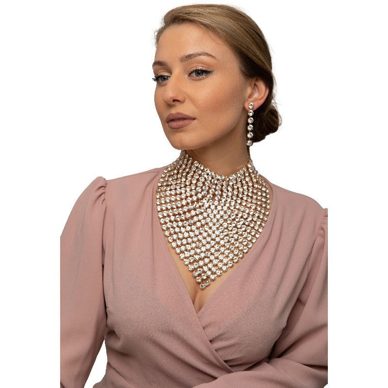 Bad and Bougie Rhinestone Necklace and Earring Set (2 Colors) Necklace Fearless Accessories Gold