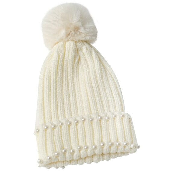 Briana pearl pom pom beanie (3 Colors) HATS Fearless Accessories Cream