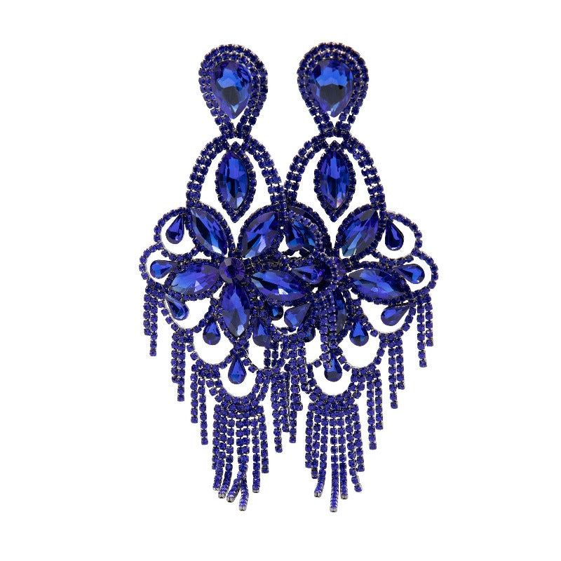 Bright Lights Rhinestone Chandelier Earrings (2 Colors) Earrings Fearless Accessories Blue