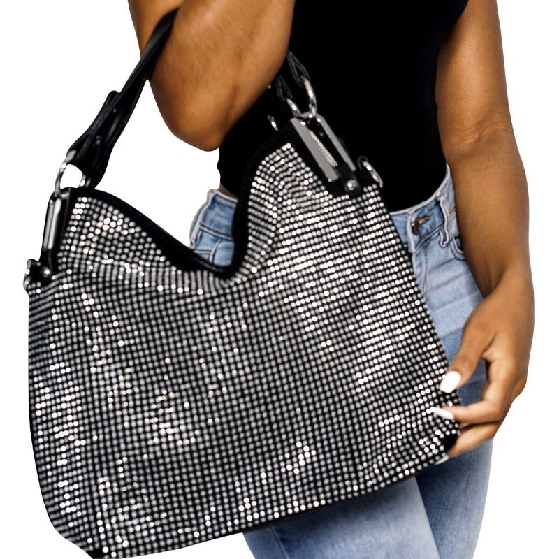 Chrissy black rhinestone bag - Fearless Accessories