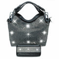Chrissy black rhinestone bag and wallet