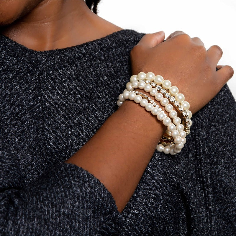 Class Act Pearl and Rhinestone Bracelet Bracelets Fearless Accessories 