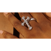 Rhinestone Cross Ring (2 Colors) Rings Fearless Accessories Silver