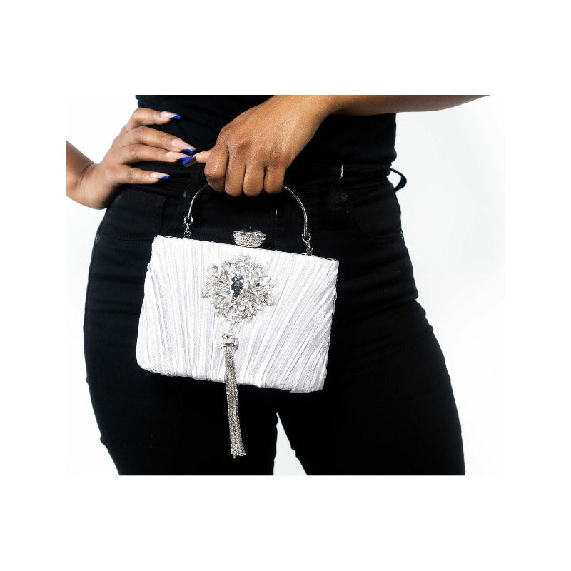 Cyndi satin evening bag Handbags Fearless Accessories 