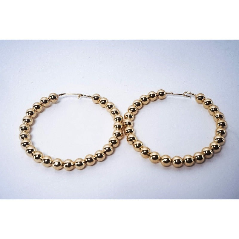 Ebony Gold Ball Hoop Earrings Earrings Fearless Accessories