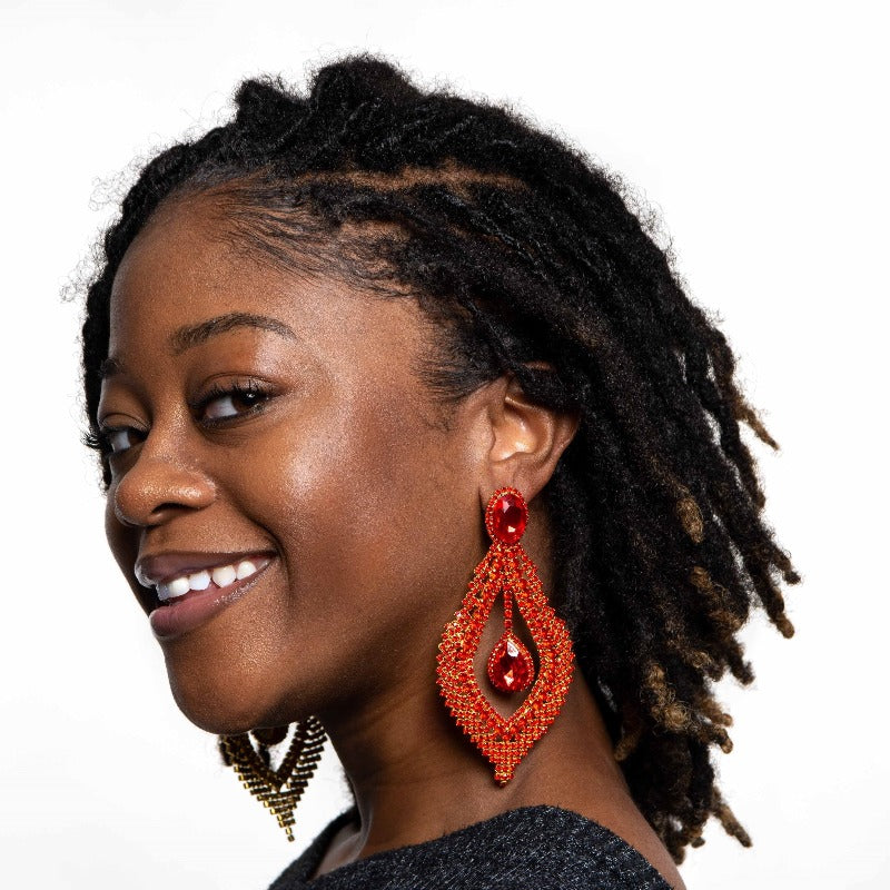 Fearless and Festive Rhinestone Earrings (Red) Earrings Fearless Accessories 