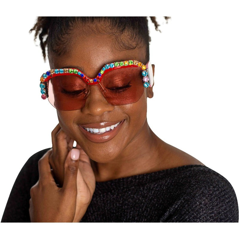 Fete Rhinestone Sunglasses (2 Colors) Fearless Accessories Pink 