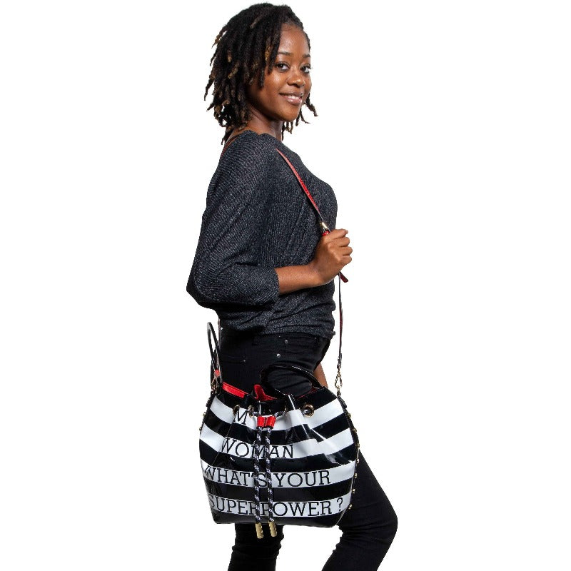I am a woman. What's your's superpower? handbag (3 Sizes) Handbags Fearless Accessories Bucket