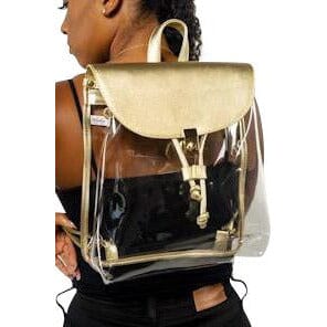 India gold metallic clear drawstring backpack Handbags Fearless Accessories