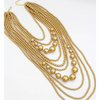 Kailani long gold multi-layer pearl necklace and earring set Necklace Fearless Accessories