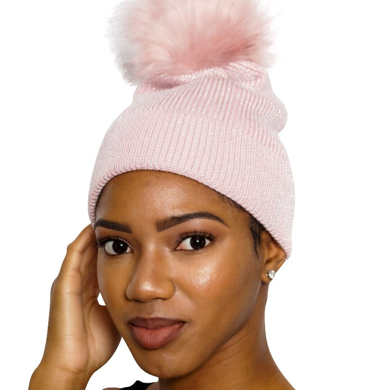 Melody metallic pom pom beanie (2 Colors) HATS Fearless Accessories 
