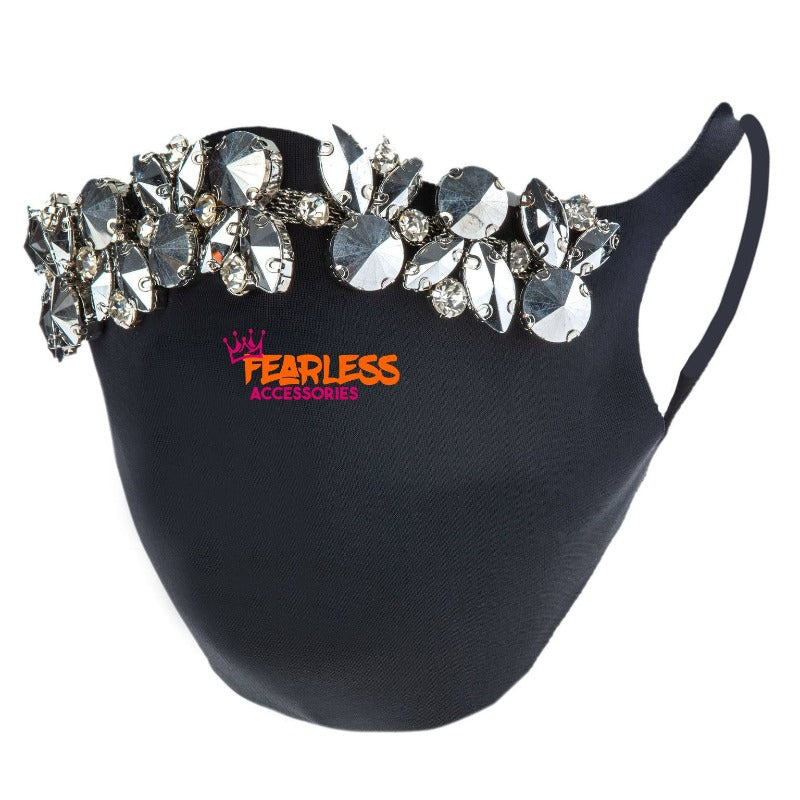 Money talks rhinestone face mask (Silver) face covering Fearless Accessories Silver