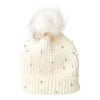 Pearl and stud detachable pom pom beanie (4 Colors) HATS Fearless Accessories Cream