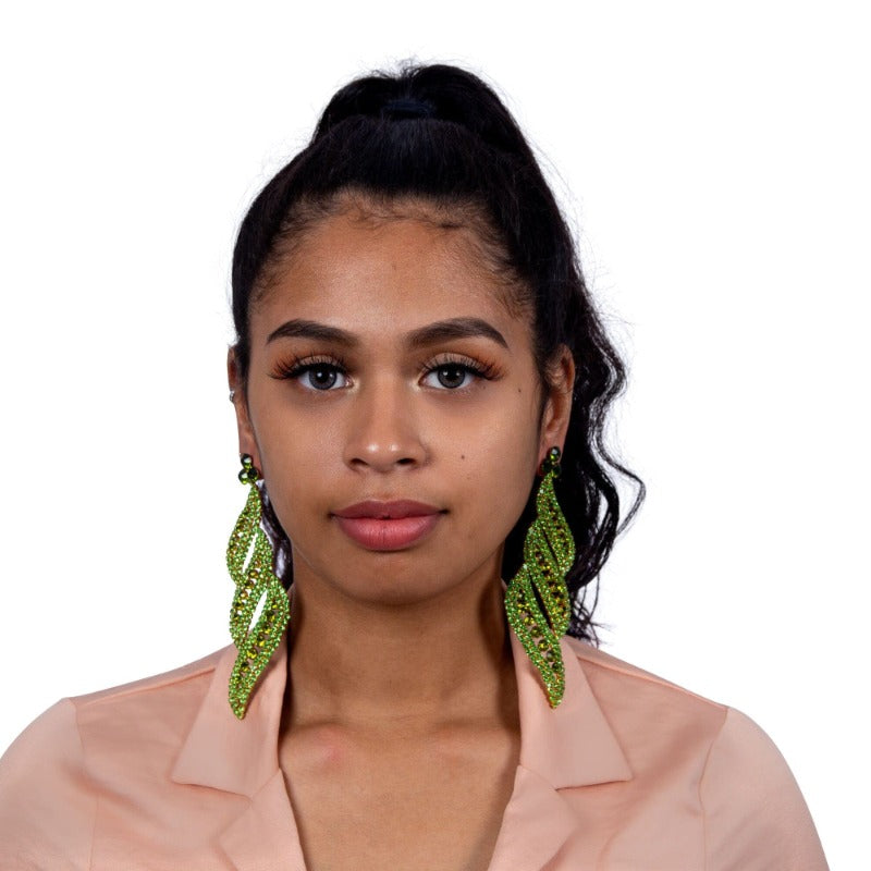 PALM BEACH GREEN RHINESTONE EARRINGS Earrings Fearless Accessories