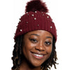 Pearl and stud detachable pom pom beanie (4 Colors) HATS Fearless Accessories