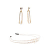 Pearlosity headband and pearl and rhinestone safety pin earrings set Fearless Accessories
