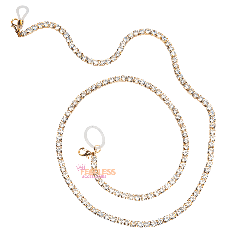 Single Strand Rhinestone Sunglasses Chain (2 Colors) Sunglasses Fearless Accessories Gold