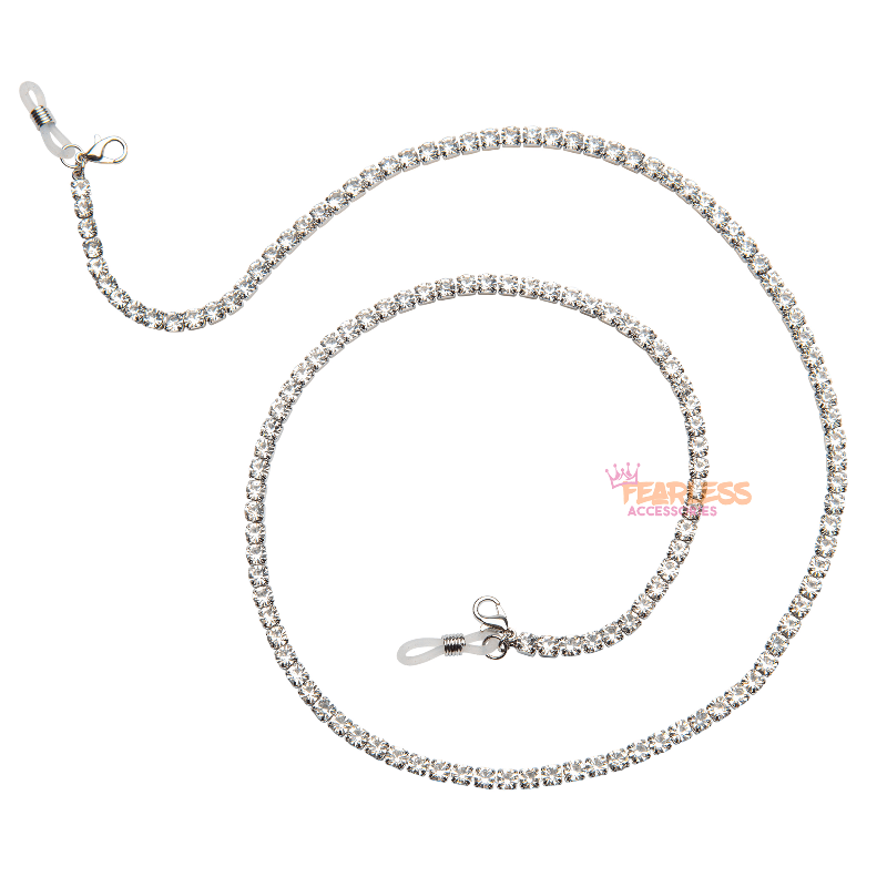 Single Strand Rhinestone Sunglasses Chain (Silver) Sunglasses Fearless Accessories