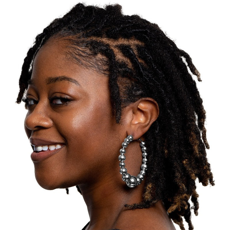 Say So Silver Ball Hoop Earrings Earrings Fearless Accessories