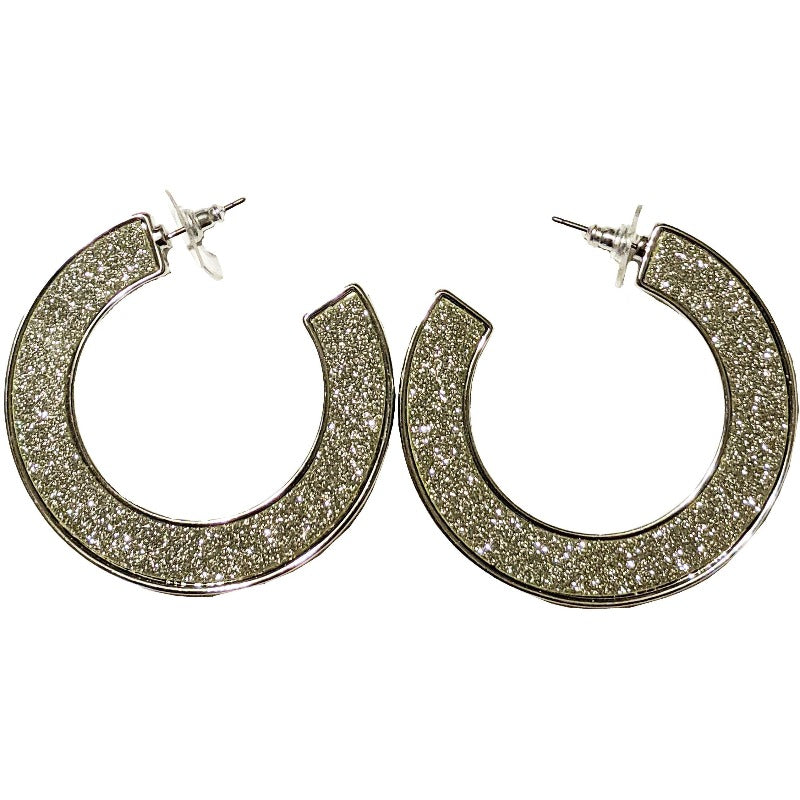Siena glitter hoop earrings (2 Colors) Earrings Fearless Accessories Silver