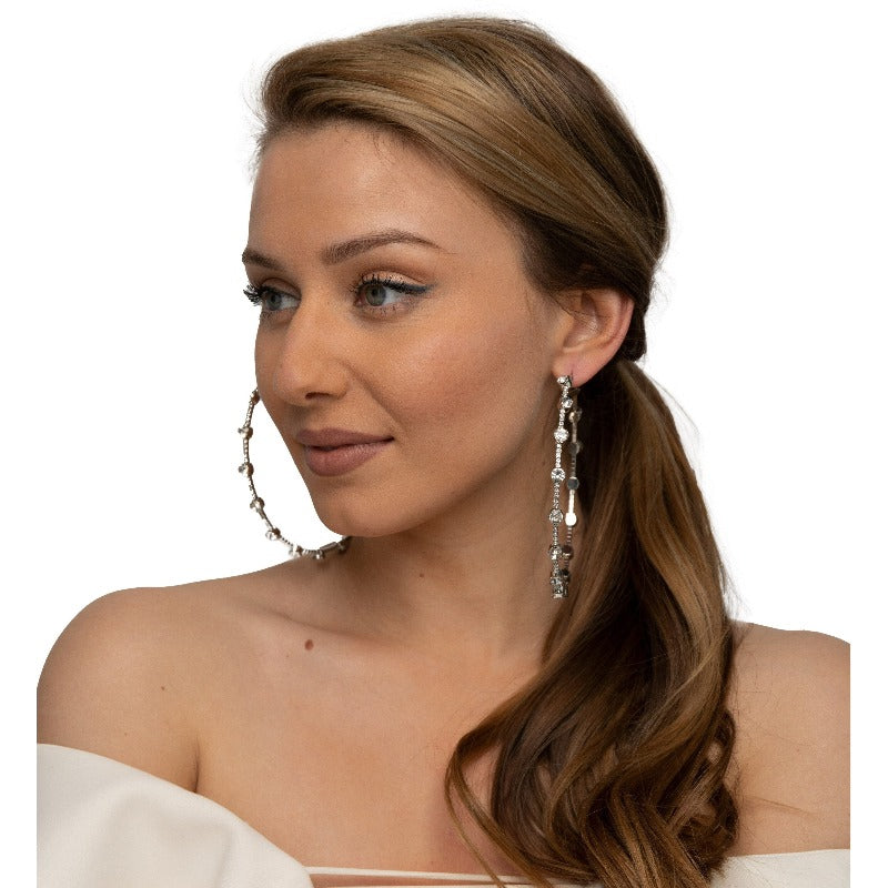 Silver Lining Rhinestone Hoop Earrings (2 Colors) Earrings Fearless Accessories 