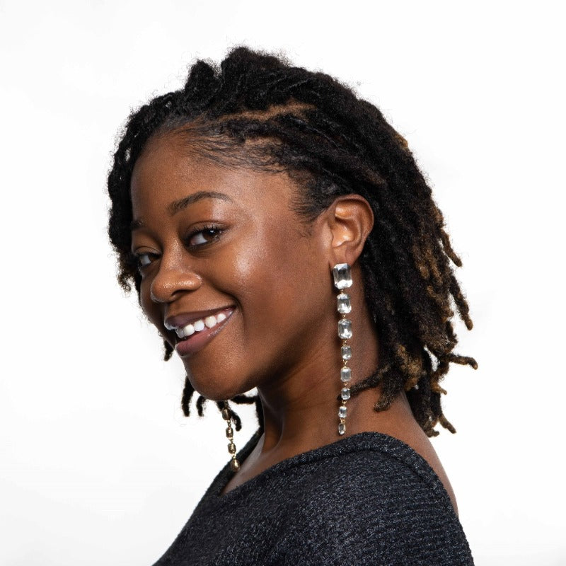 Tamar crystal long drop earrings Earrings Fearless Accessories 