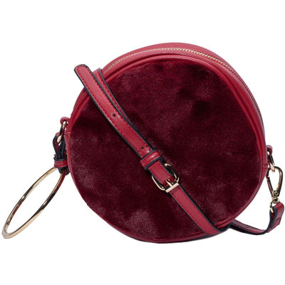 The ring leader faux fur circular bag (3 Colors) Handbags Fearless Accessories Burgandy