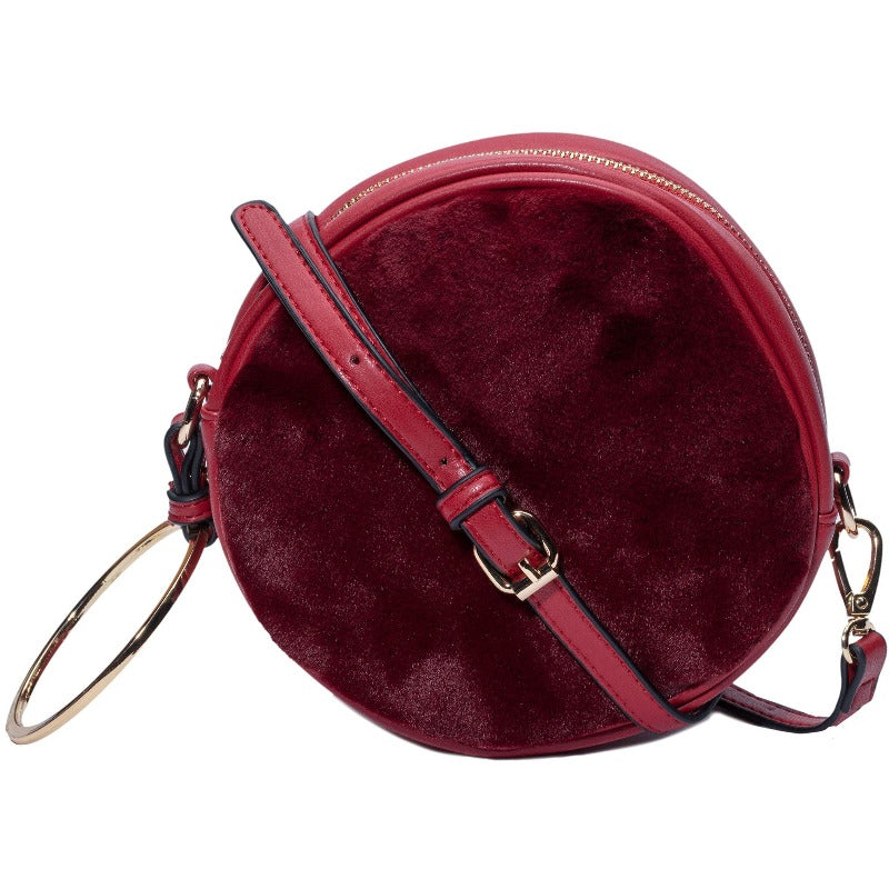 The ring leader faux fur circular bag (3 Colors) Handbags Fearless Accessories Burgandy 