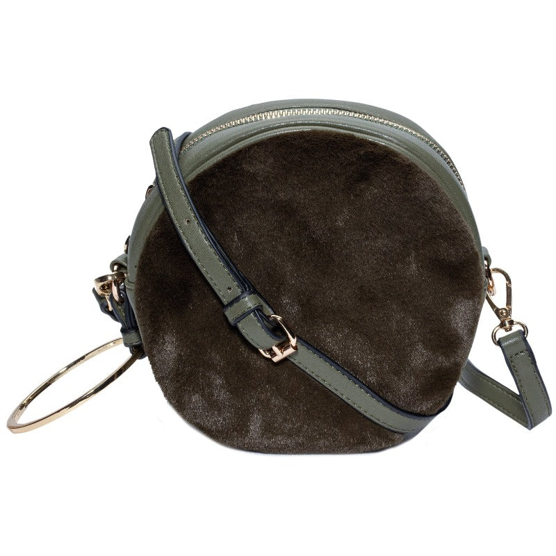 The ring leader faux fur circular bag (3 Colors) Handbags Fearless Accessories Green
