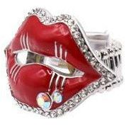 Tight Lipped Stretch Band Rhinestone Ring Rings Fearless Accessories