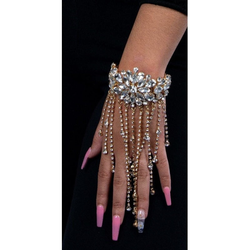 Wrapped in Opulence Dangling Rhinestone Cuff Bracelet Bracelet Fearless Accessories 
