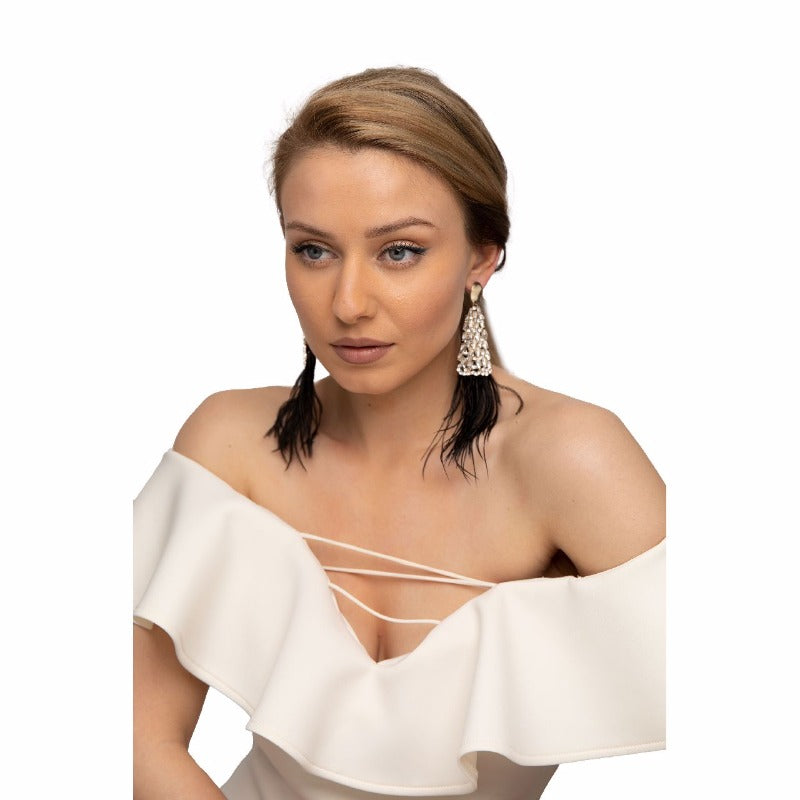 Adonna rhinestone feather earrings (2 Colors) Earrings Fearless Accessories