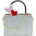 Ava Double Heart Rhinestone Handbag