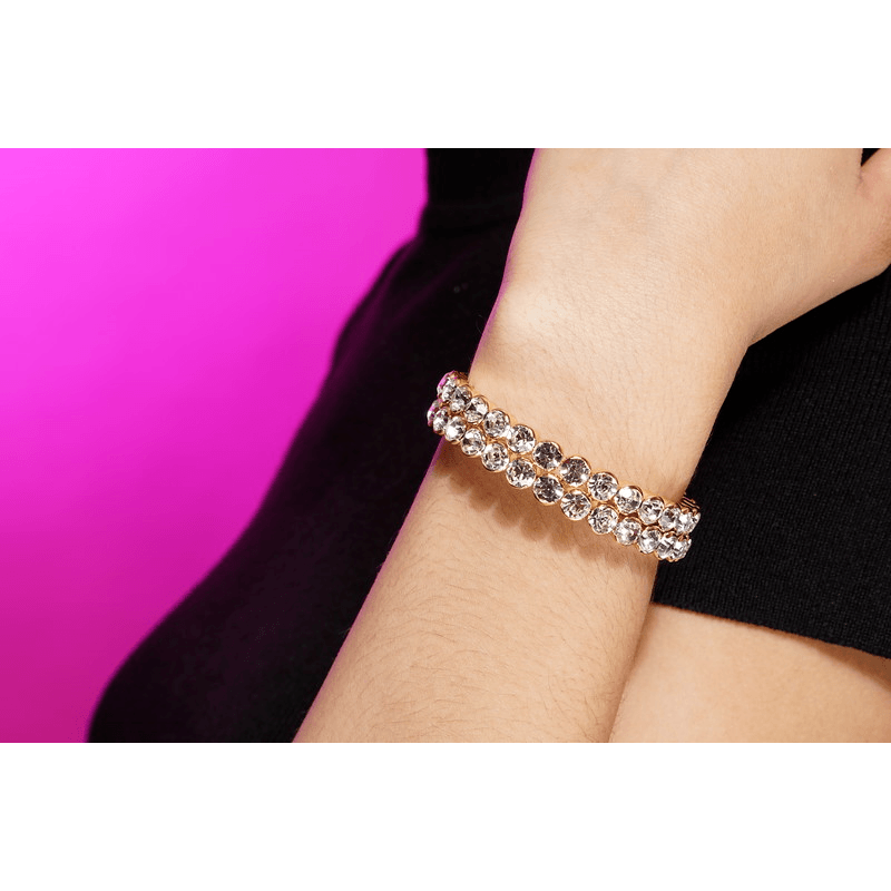 Amina Double Row Gold Bling Wrap Bracelet Bracelet Fearless Accessories