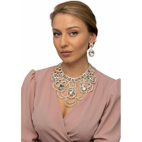 Kori Rhinestone Statement Necklace And Dangling Earring Set Necklace Fearless Accessories 