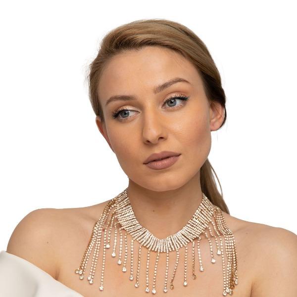 Reginae dangling rhinestone choker Necklace Fearless Accessories 