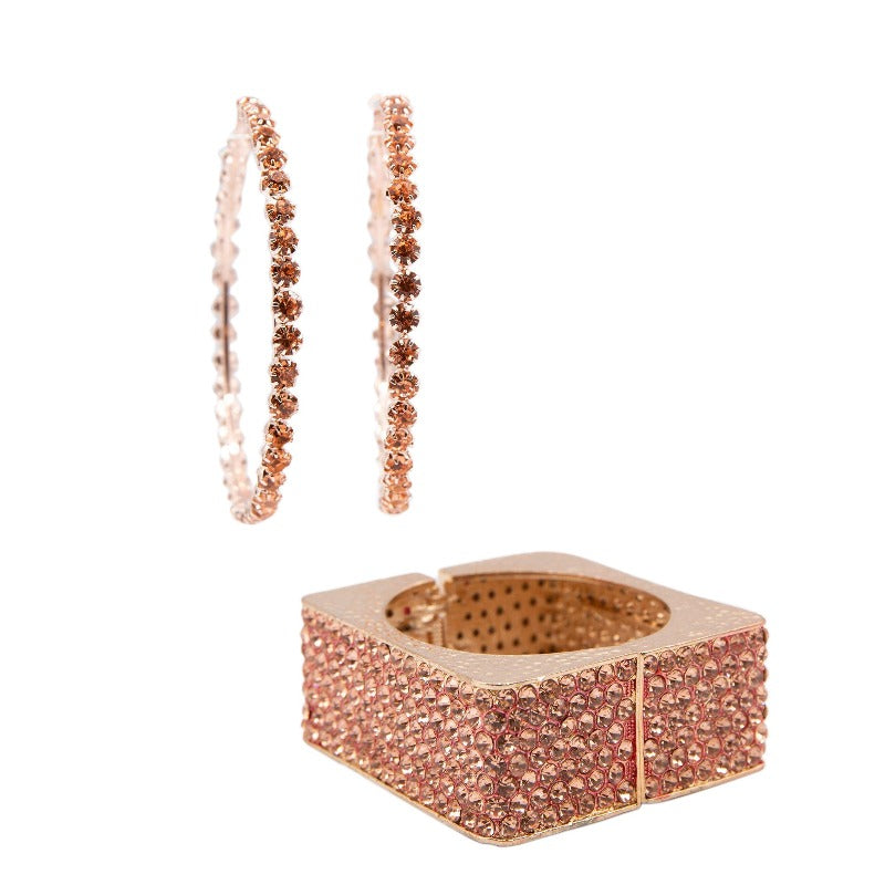 Rosey square rhinestone bracelet and earrings set Fearless Accessories