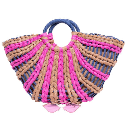 South Beach Drawstring Straw Handbag (2 Colors) Handbags Fearless Accessories Fuchsia