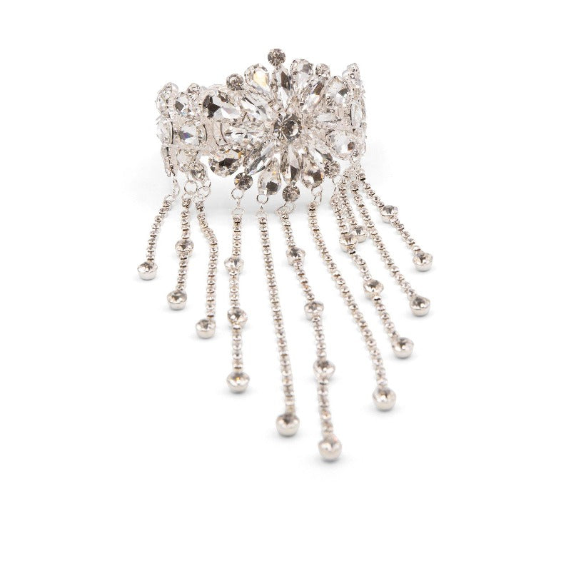 Wrapped in Opulence Dangling Rhinestone Fringe Bracelet (2 Colors) Bracelet Fearless Accessories Silver
